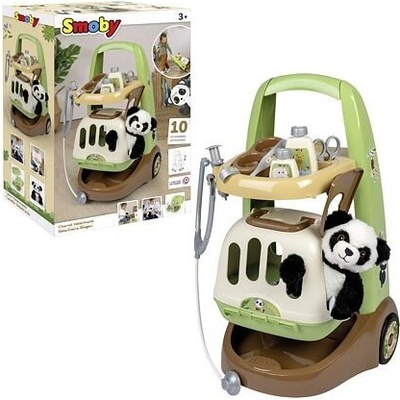 Smoby Zvěrolékařský vozík s kufříkem Veterinary Animal Care Trolley pro plyšovou pandu s 8 lékařskými doplňky