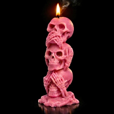Svíčkománie3D Tři moudré lebky 150 g Růžová
