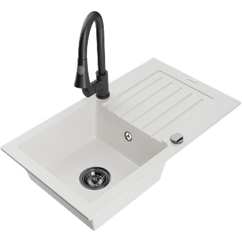 Mexen Pablo гранитна мивка с 1 камера с отцедник и кухненски смесител Elia, (6510-20-670101-70)
