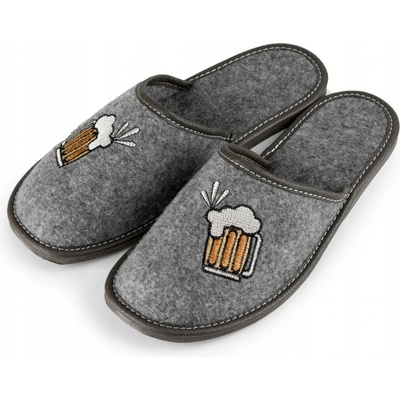 Papuče Domáce Šedé Pánske Pivo Papuče Plsť