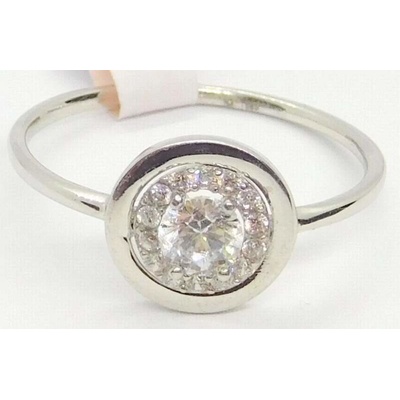 Klenoty Budín Zásnubní dámský prsten z bílého zlata se zirkony HK1165