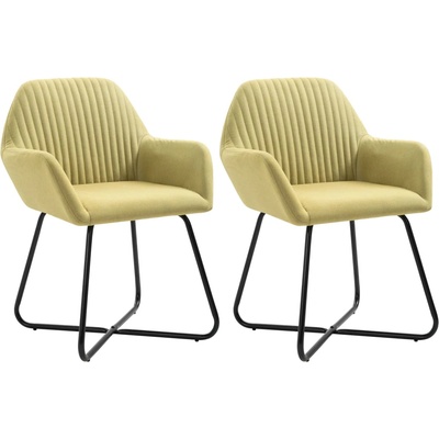 vidaXL Трапезни столове, 2 бр, зелени, текстил (249812)