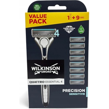 Wilkinson Sword Quattro Essential 4 + 9 ks hlavic