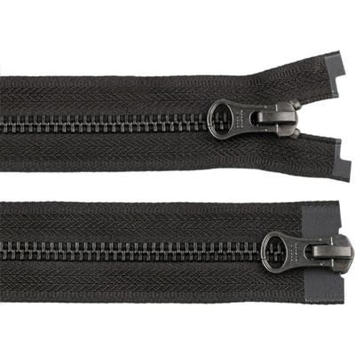 Prima-obchod Zip kovový YKK No 5 dělitelný 2 jezdce / dvoucestný 90 cm na kožené bundy, barva černá černý nikl