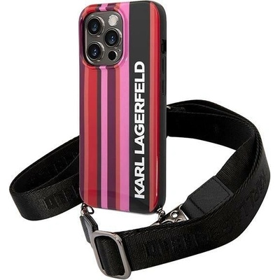 KARL LAGERFELD Кейс Karl Lagerfeld KLHCP14XSTSTP за iPhone 14 Pro Max 6.7"", твърд, розов / розов, Color Stripes Strap (KXG0036908)