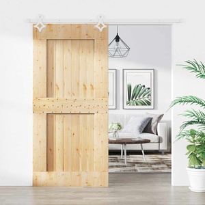vidaXL Преплъзваща се врата 95 x 210 cm Естествено и бяло (3445111)