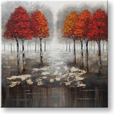 Malovaný obraz na stěnu STROMY 1 díl 70x70 cm - 70×70 cm / Premium 4 cm