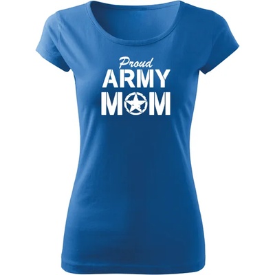 DRAGOWA дамска тениска с къс ръкав, Army Mom, синя, 150г/м2 (5060)