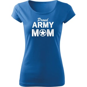 DRAGOWA дамска тениска с къс ръкав, Army Mom, синя, 150г/м2 (5060)