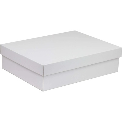 Dárková krabice s víkem 400x300x100/40 mm, bílá – Zboží Dáma