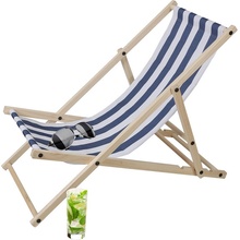 Jiubiaz Relax Lounger Sun Chair Chair Lounger Cosy Folding Wood Modrá Biela