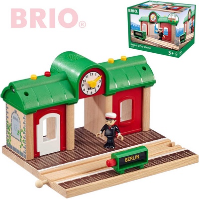 Brio Vlaková stanice set s výpravčím funkce nahrávání REC Světlo Zvuk