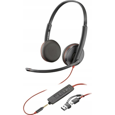 Poly Blackwire 3225 3.5 mm jack + USB-C/A adaptér