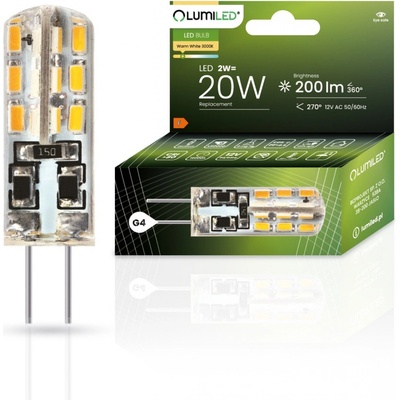 Lumiled LED žiarovka G4 s päticou 2W = 20W 200lm 3000K teplá 270°