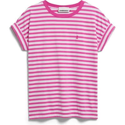 Armedangels Дамска тениска ARMEDANGELS Women's Idaara Stripes T-shirt - White / Very Berry (916-2765-1212)