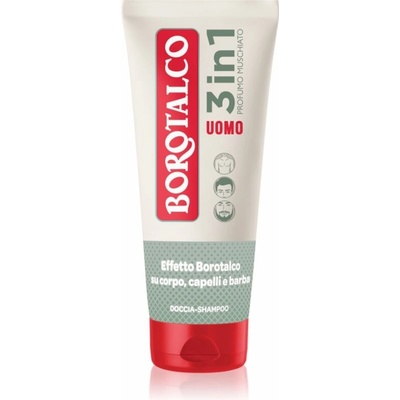 Borotalco MEN 3 in 1 sprchový gél pre mužov na tvár, telo a vlasy vône Musk 200 ml