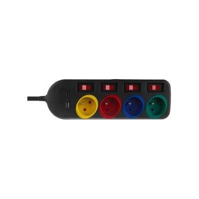Maclean power strip, extension cable 4 sockets + USB A/C, with switches, 250VAC/10A, 1.5m, black, MCE508 B