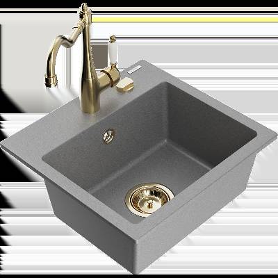Milo мивка от гранит с една камера с кухненски смесител Carla, сив - 6505-71-670700-50 (6505-71-670700-50)