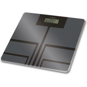 Rosberg Дигитален кантар Rosberg R51650E, Батерия (не е вкл. ), LCD екран, 180 кг. , Закалено стъкло, Автоматични функции, Сив с декорация (55R51650EG)