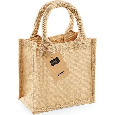 Westford Mill Jutová mini dárková taška WM411 Natural 20 x 20 x 12 cm