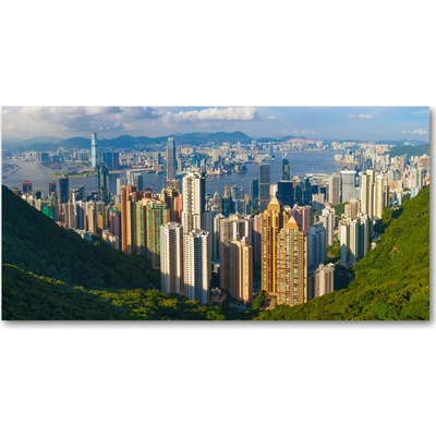 Foto obraz sklo tvrzené Hongkong panorámu 100x50 cm