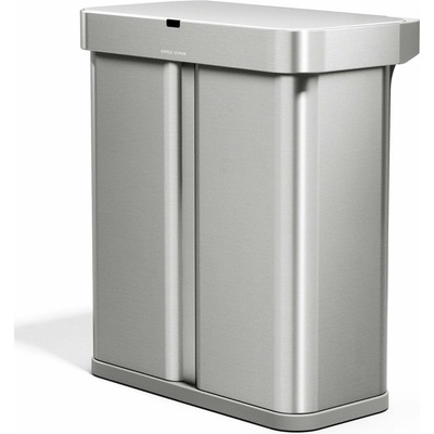 SIMPLEHUMAN ST2036 bezdotykový koš s hlasovým ovládáním, tříděný odpad, 58L, nerez ocel