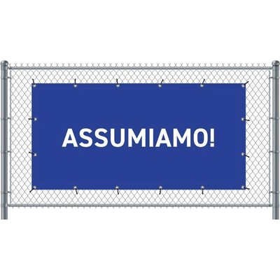 Jansen Display Standardní banner na plot 200 x 100 cm Přijímáme nové zaměstnance italština modré, 2000 x 1000 mm