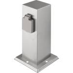 Solight PG11 - Външна колона с 2 гнезда 230V IP44 мат хром, квадратна (SL1489)