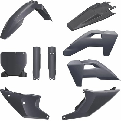 POLISPORT kompletní sada plastů (FULL KIT) HUSQVARNA TC/FC/TX/FX 25-26 v sadě kryt světla (8671700003) a kryty tlumičů (8352500003) barva šedá (N-GRAY)