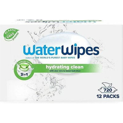 WATERWIPES Obrúsky vlhčené hydrating clean bez obsahu plastov 720 ks