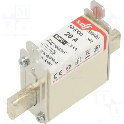 DF ELECTRIC 365025 Pojistka: tavná; 20A; 690VAC; 440VDC; aR; keramická; NH000