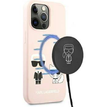 KARL LAGERFELD Калъф Karl Lagerfeld KLHMP13XSSKCI Silicone Ikonik Karl & Choupette Magsafe, за iPhone 13 Pro Max, светъл, розов (KF000880-0)