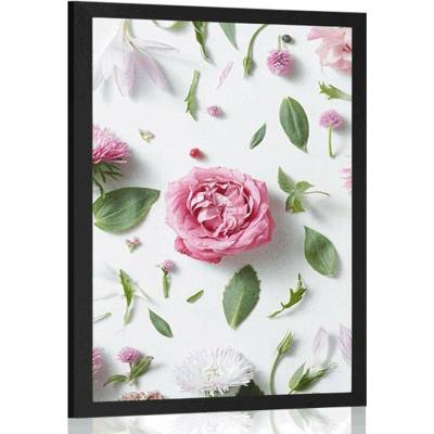 Plakát jemné zátiší z květin - 30x45 black
