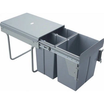 Wireli Výsuvný odpadkový kôš - 2 x 10 L + 20 L s úchytmi dvierok / Šedý