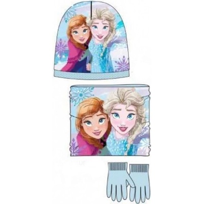 Sun City Dievčenské zimné set čiapky, nákrčník, rukavice Ľadové kráľovstvo Frozen modrý