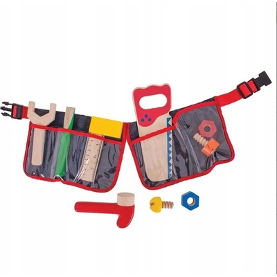 Bigjigs Toys drevené náradia na červenom opasku