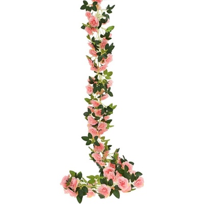 GIRLANDA RUŽA RUŽOVÁ, ZELEŇ 168CM