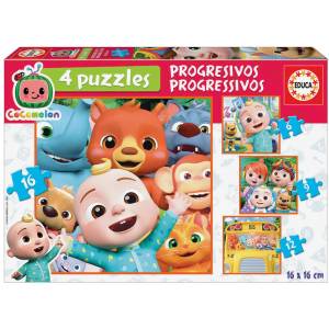 Educa Прогресивен пъзел, Educa, Cocomelon, 4 в 1, 6-9-12-16 части (EDU19138)