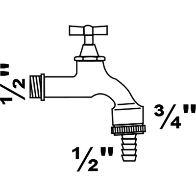 Páková rukojeť Kirchhoff výpustného ventilu 21 mm (vnější závit 1/2 ) x 26,4 mm (vnější závit 3/4 ) x 1/2 matná