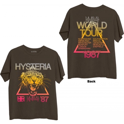 Def Leppard tričko Hysteria World Tour hnedá