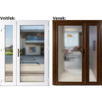 Soft Dvoukřídlé vchodové plastové 3/3 sklo Krizet Zlatý dub/bílá pravé 130 x 200 cm