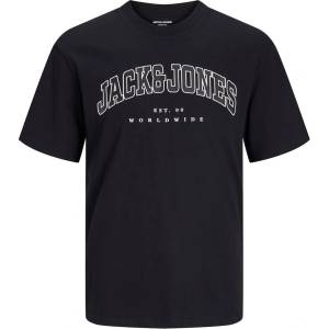 JACK & JONES Тениска Jack and Jones Men's Varsity Logo Plus Size T-Shirt - Black