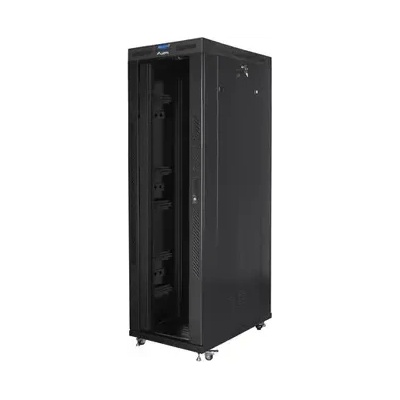 Lanberg Комуникационен шкаф, Lanberg rack cabinet 19" free-standing 42U/800x1200 (flat pack) with glass door lcd black v2 (FF01-8242-12BL)
