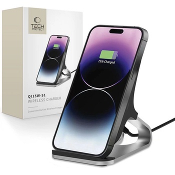 Tech-Protect Безжично зарядно устройство 15W от Tech Protect QI-S1- Черно (9490713937136)