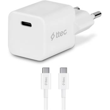 Ttec Заряднo 220V ttec SmartCharger 20W PD Travel Fast Charger с кабел USB-C/USB-C