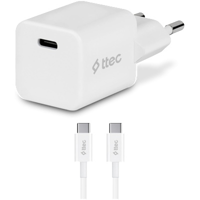 Ttec Заряднo 220V ttec SmartCharger 20W PD Travel Fast Charger с кабел USB-C/USB-C