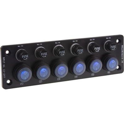 Panel s 6x spínačmi + 6x poistky, 12/24V