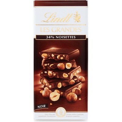 Lindt Les Grandes hořká s lískovými oříšky 150 g