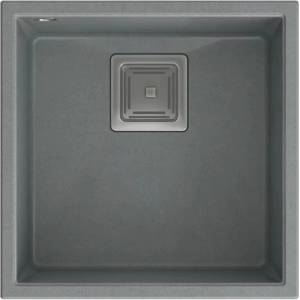 Quadron Unique David 40 композитна мивка за под плот, сива - неръждаема стомана 42x42 см (HQD4242U5-BS) Мивка за вграждане