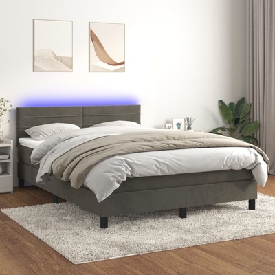 Petrashop 3134466 boxspring postel s matrací a LED tmavě šedá samet
